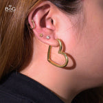 Load image into Gallery viewer, Bulky Open Heart Statement Hoops Earrings
