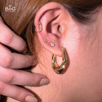 Load image into Gallery viewer, Bumpy U-Shaped Hoops Earrings
