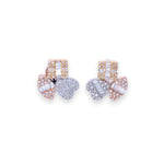 Load image into Gallery viewer, Tricolor Cluster Illusion Round &amp; Baguette 0.58ct Diamond Earrings
