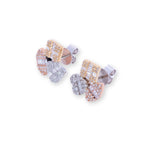 Load image into Gallery viewer, Tricolor Cluster Illusion Round &amp; Baguette 0.58ct Diamond Earrings
