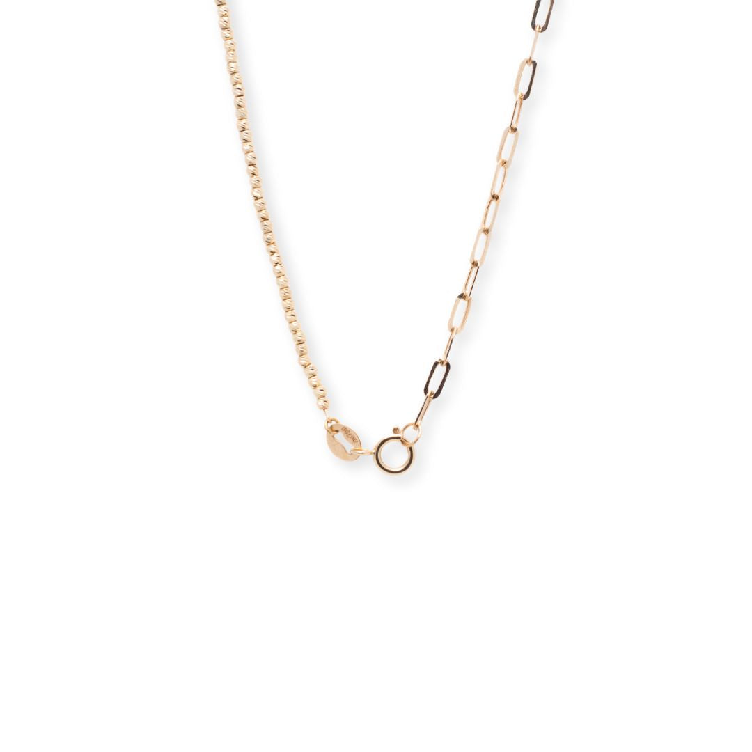 Half Paperclip Half Diamond Cut Necklace