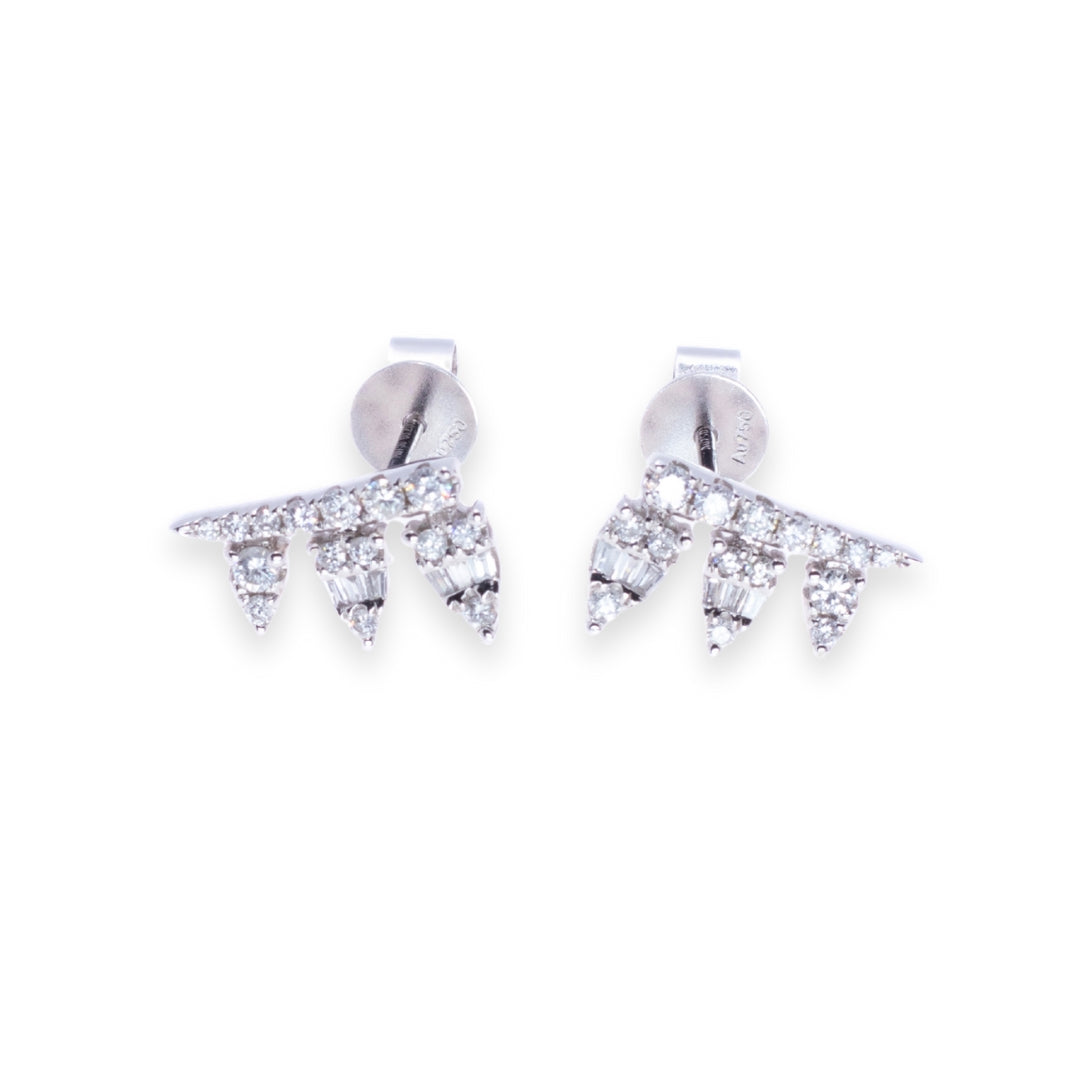 Ear Crawler Round & Baguette 0.4ct Diamond Earrings