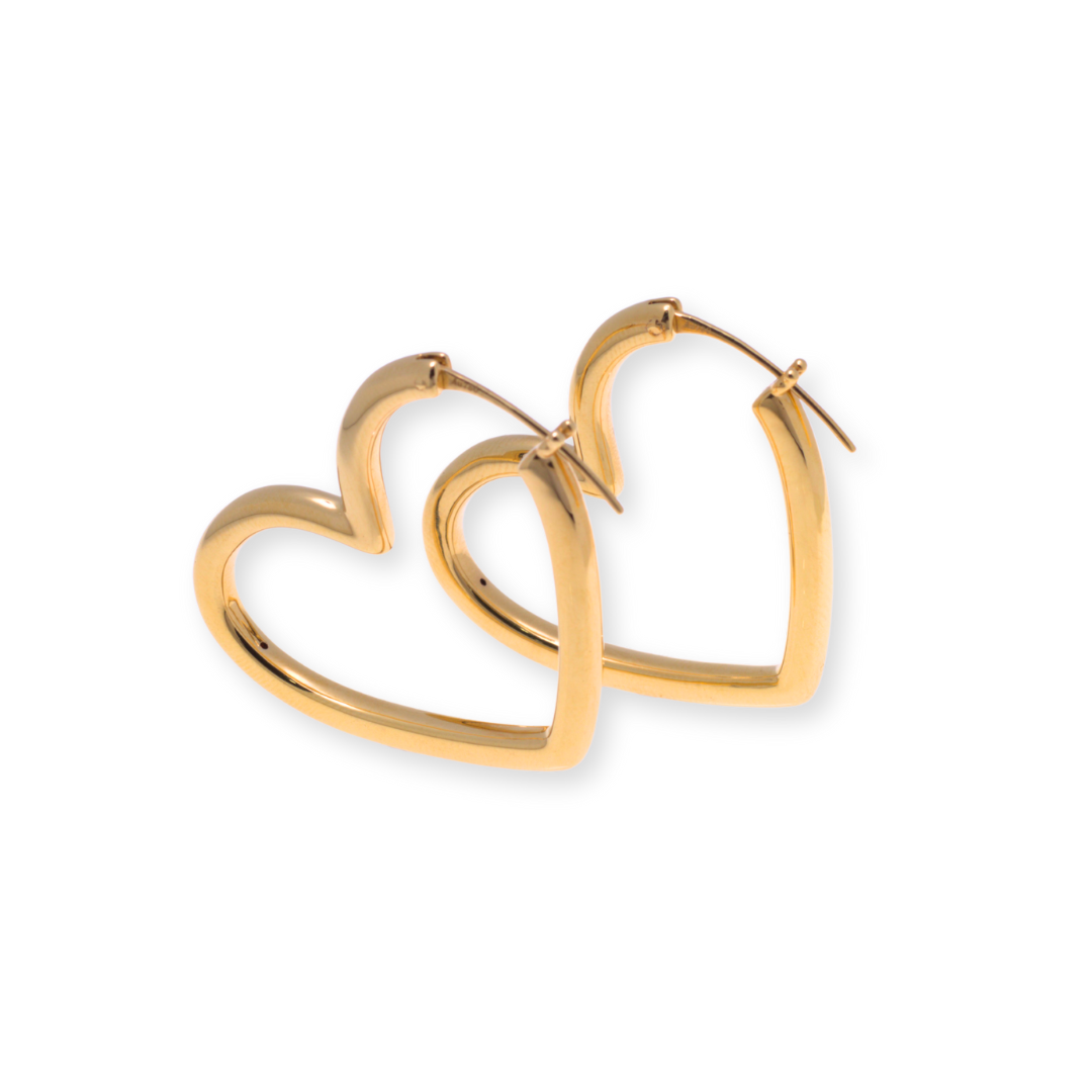 Bulky Open Heart Statement Hoops Earrings