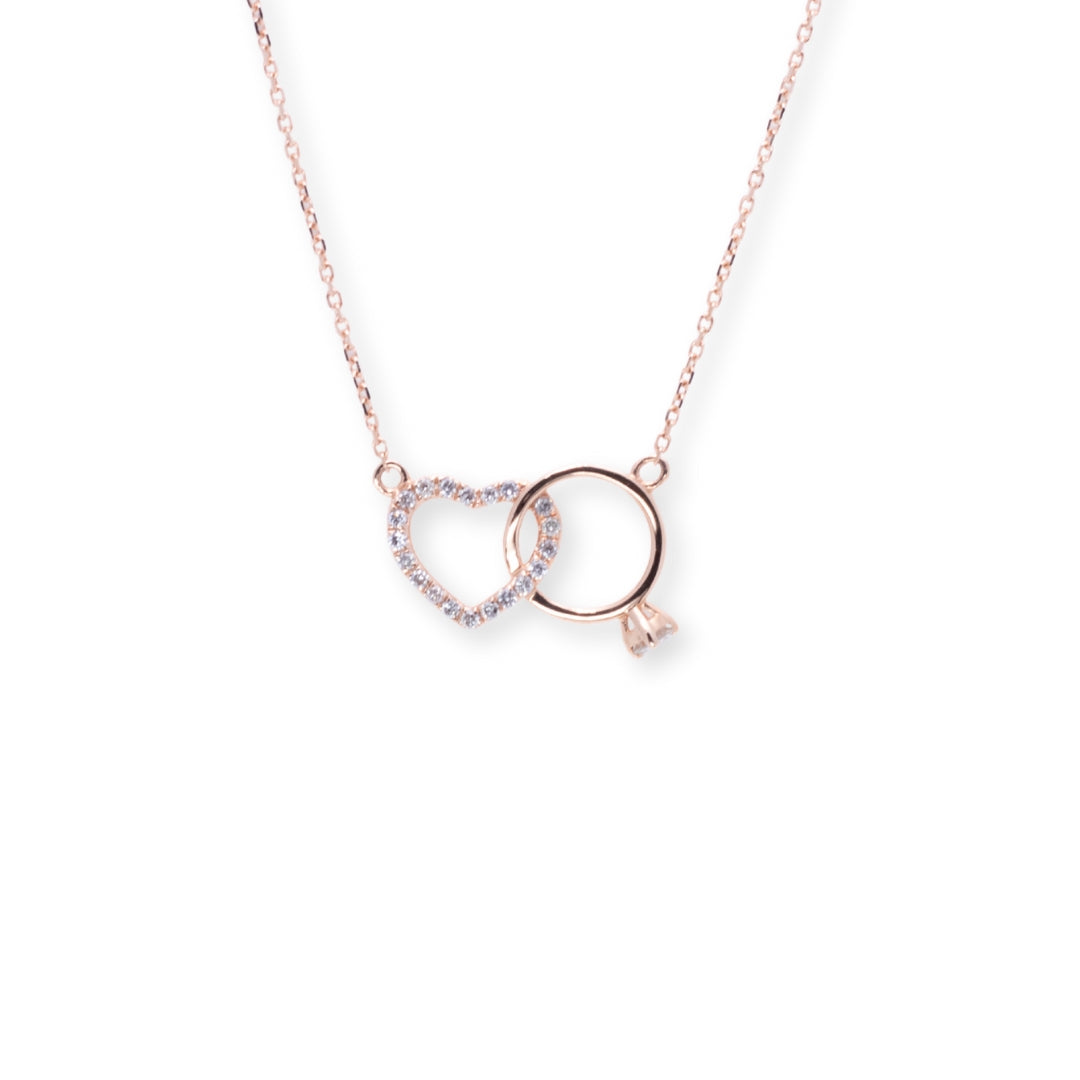 Intertwined Heart & Solitaire Round 0.25ct Diamond Necklace