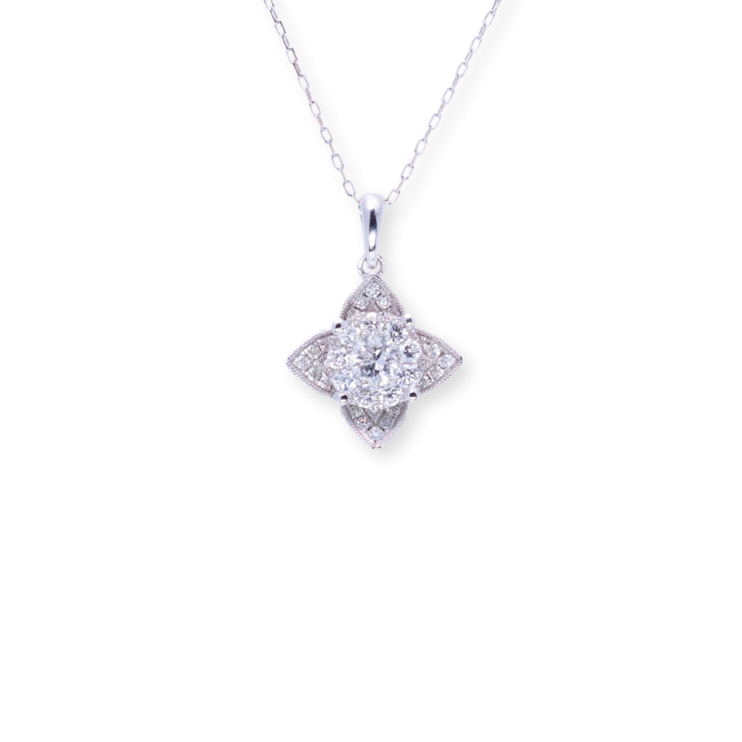 Flower Round 0.52ct Diamond Necklace