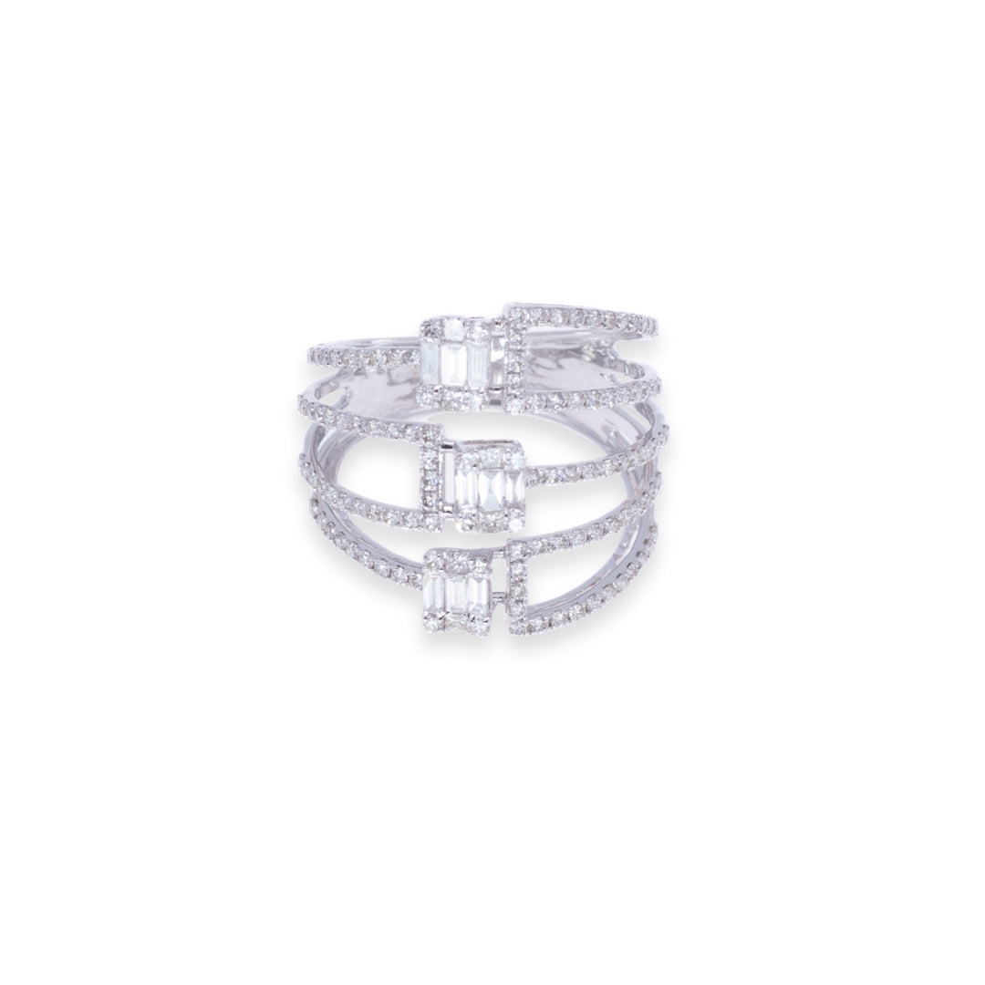 Statement Round & Baguette 1.11ct Diamond Ring