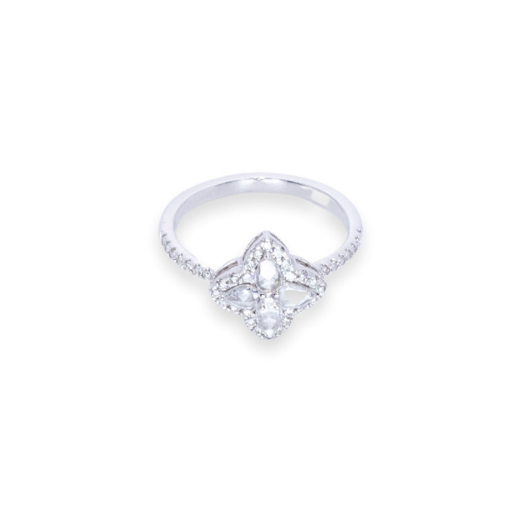 Clover Pear Rose Cut 0.5ct Diamond Ring