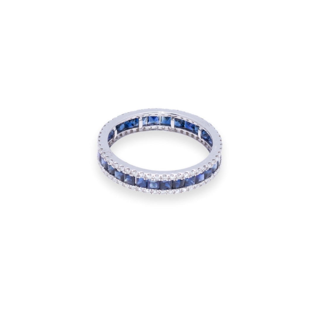 Full Eternity Round & Princess 1.87ct Diamond & Sapphire Ring