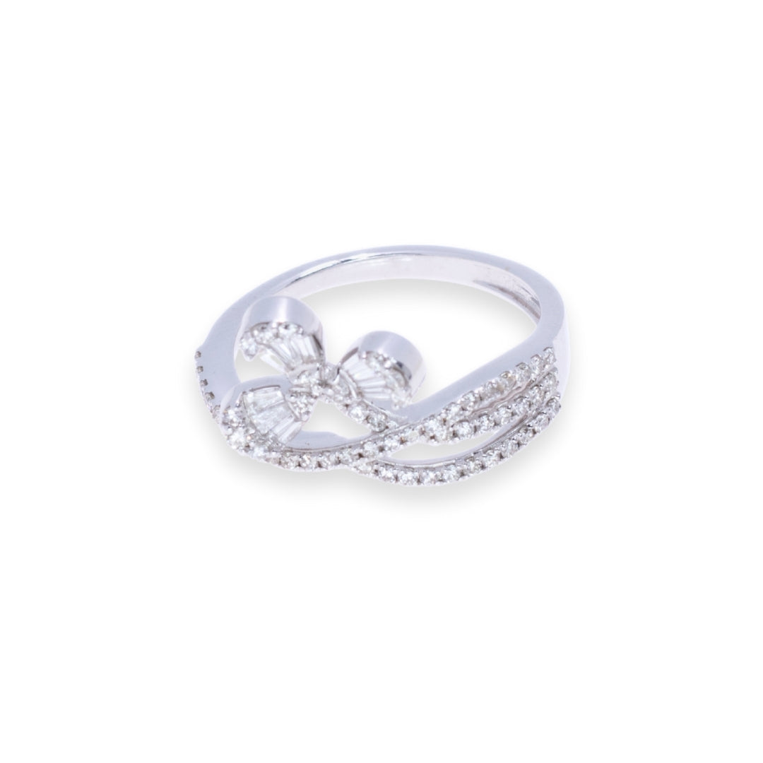 3-Leaf Clover Statement Round & Baguette 0.55ct Diamond Ring