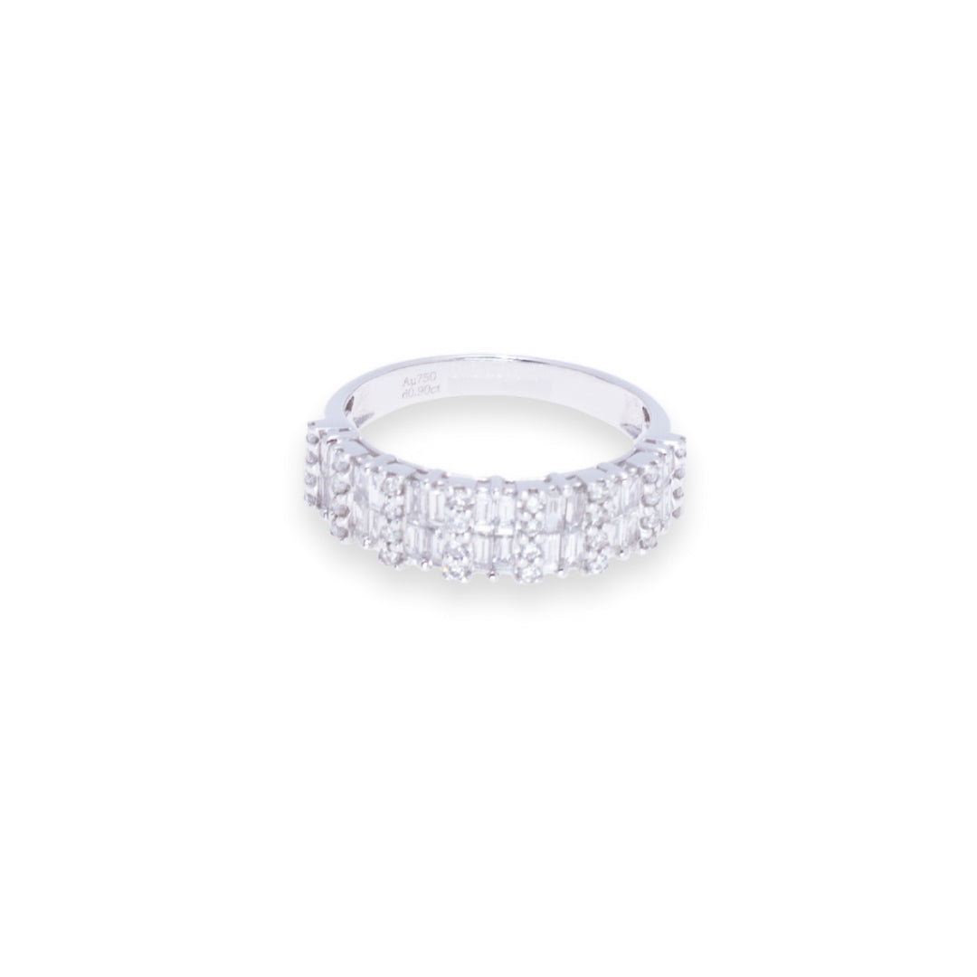 Half Eternity Round & Baguette 0.9ct Diamond Ring