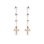 Load image into Gallery viewer, Station Cross Dangling Round 0.6ct Diamond Earrings
