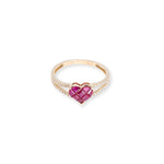 Load image into Gallery viewer, Heart Round 0.73ct Ruby &amp; 0.18ct Diamond Ring
