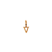 18K Yellow Gold Initial - V Round 0.03ct Diamond Charm