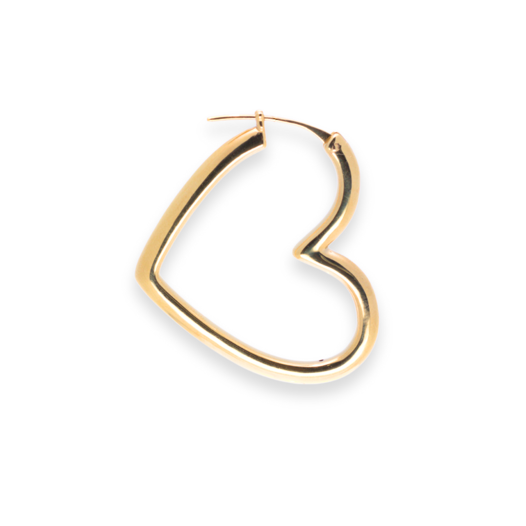 Bulky Open Heart Statement Hoops Earrings