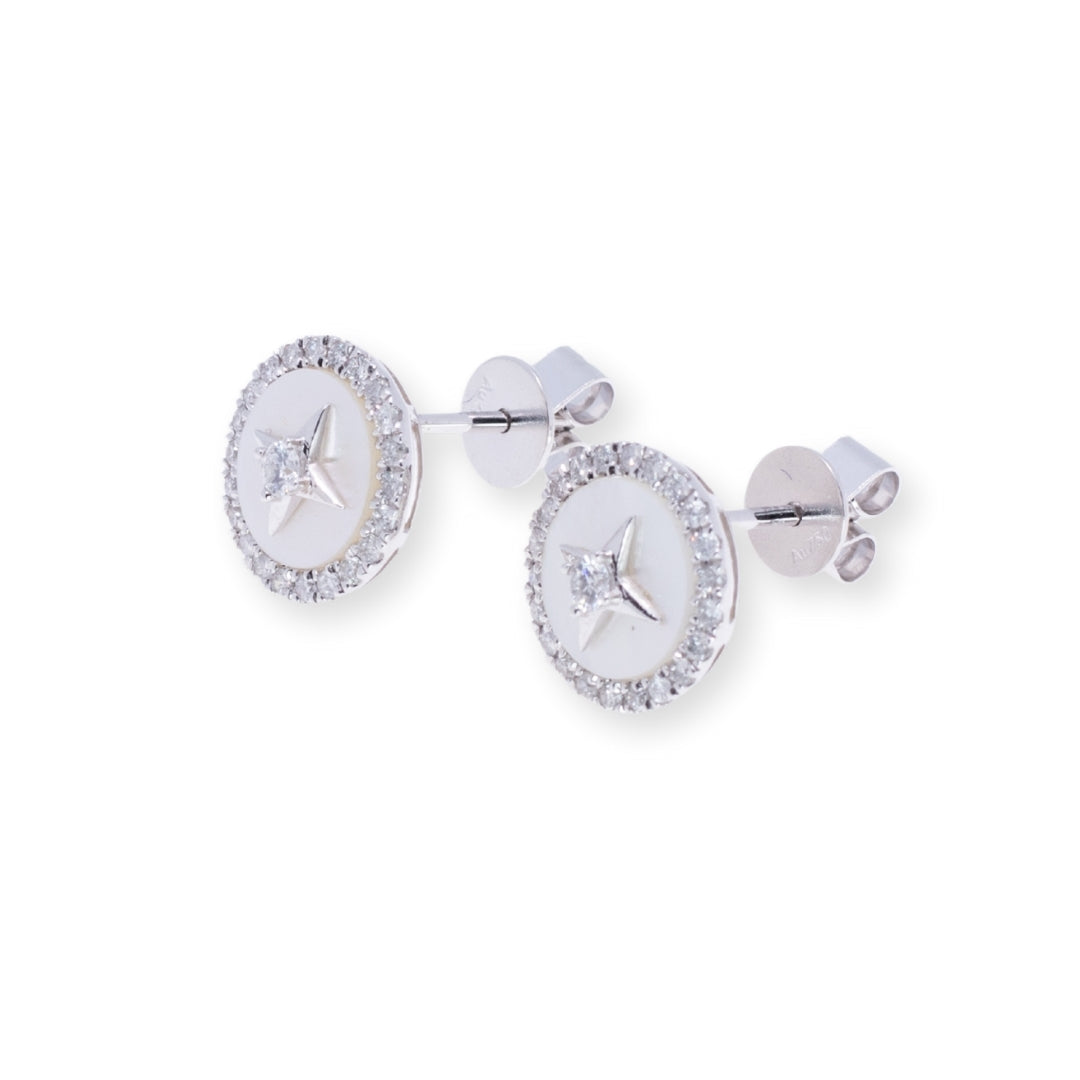 Round Round 1.980ct MOP & 0.30ct Diamond Earrings