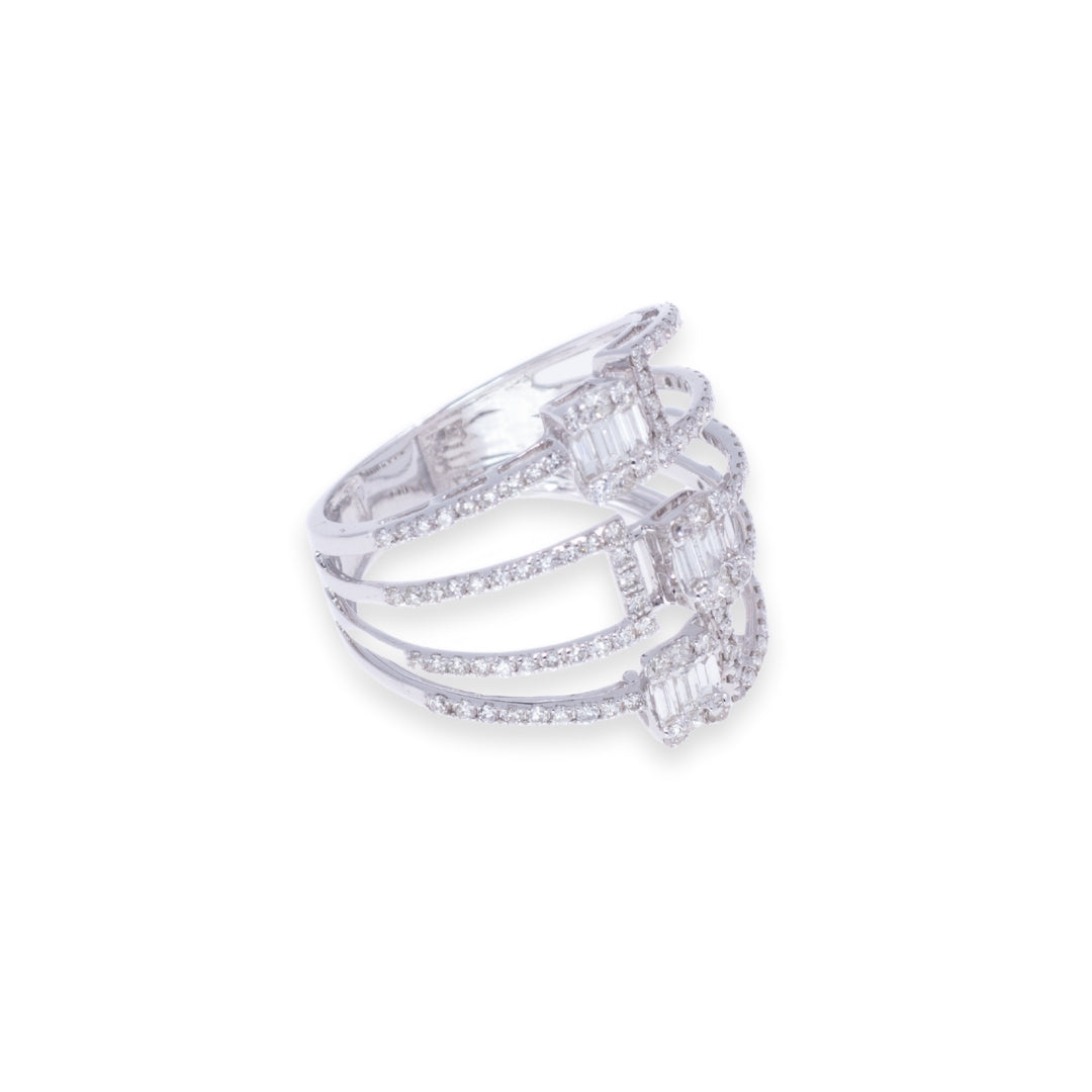 Statement Round & Baguette 1.11ct Diamond Ring