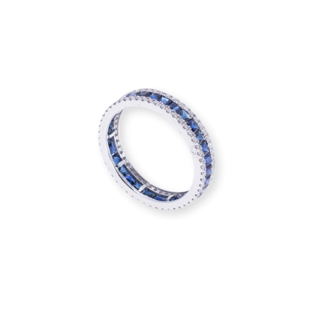 Full Eternity Round & Princess 1.87ct Diamond & Sapphire Ring