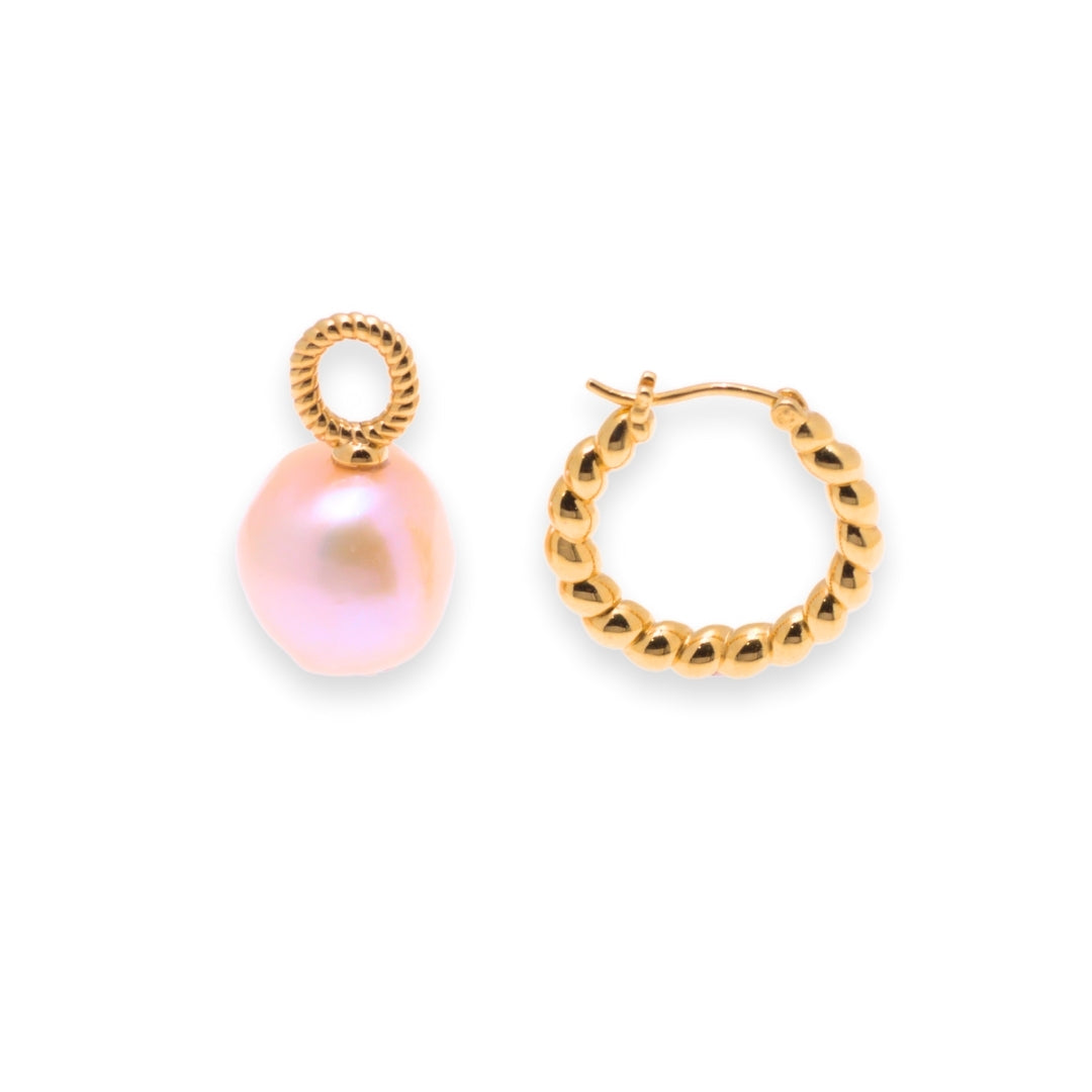 Baroque Pearl & Round Knot Cut Dangling MOP Earrings