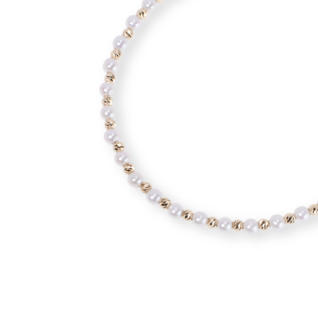 Diamond Cut Japanese Akoya Pearl Bracelet