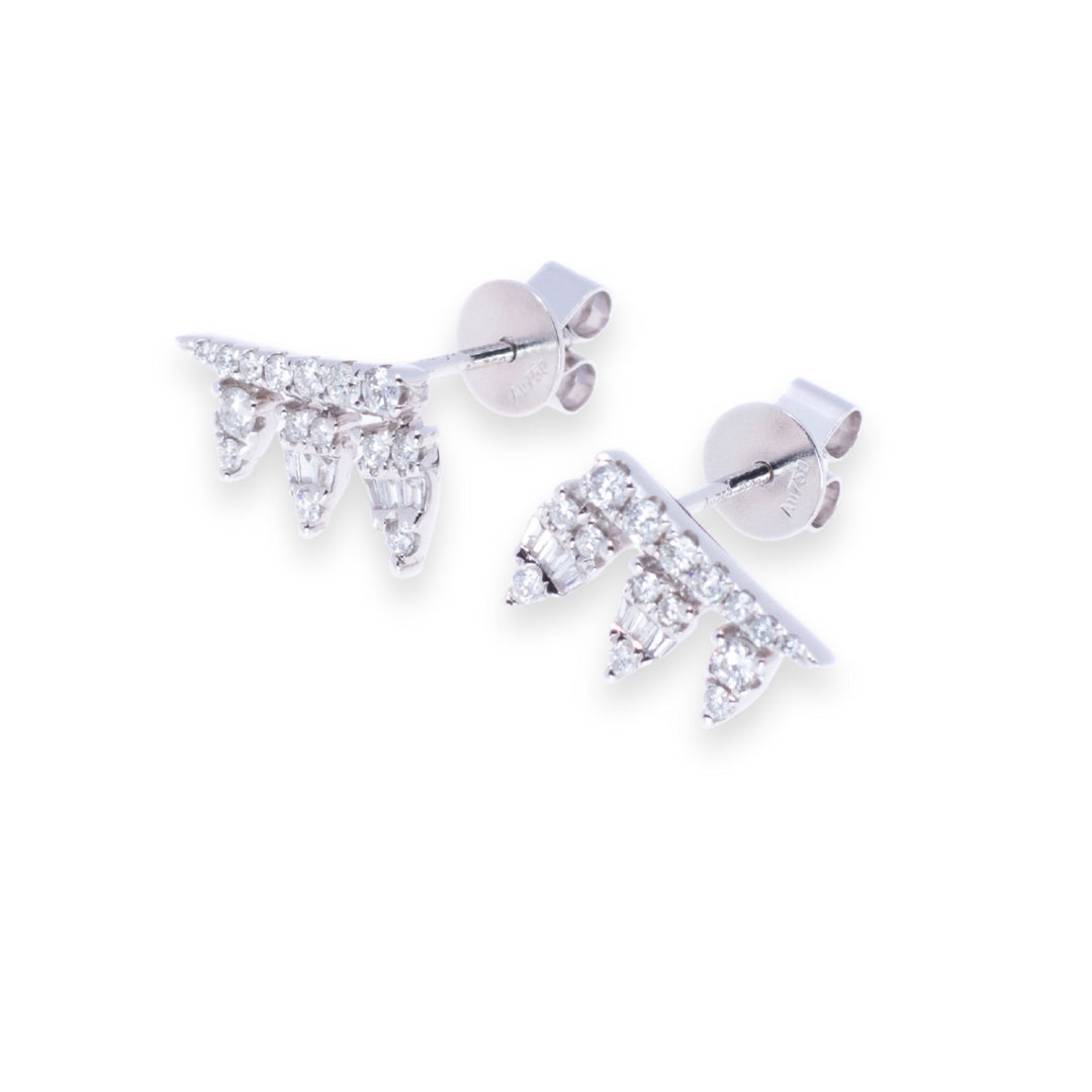 Ear Crawler Round & Baguette 0.4ct Diamond Earrings