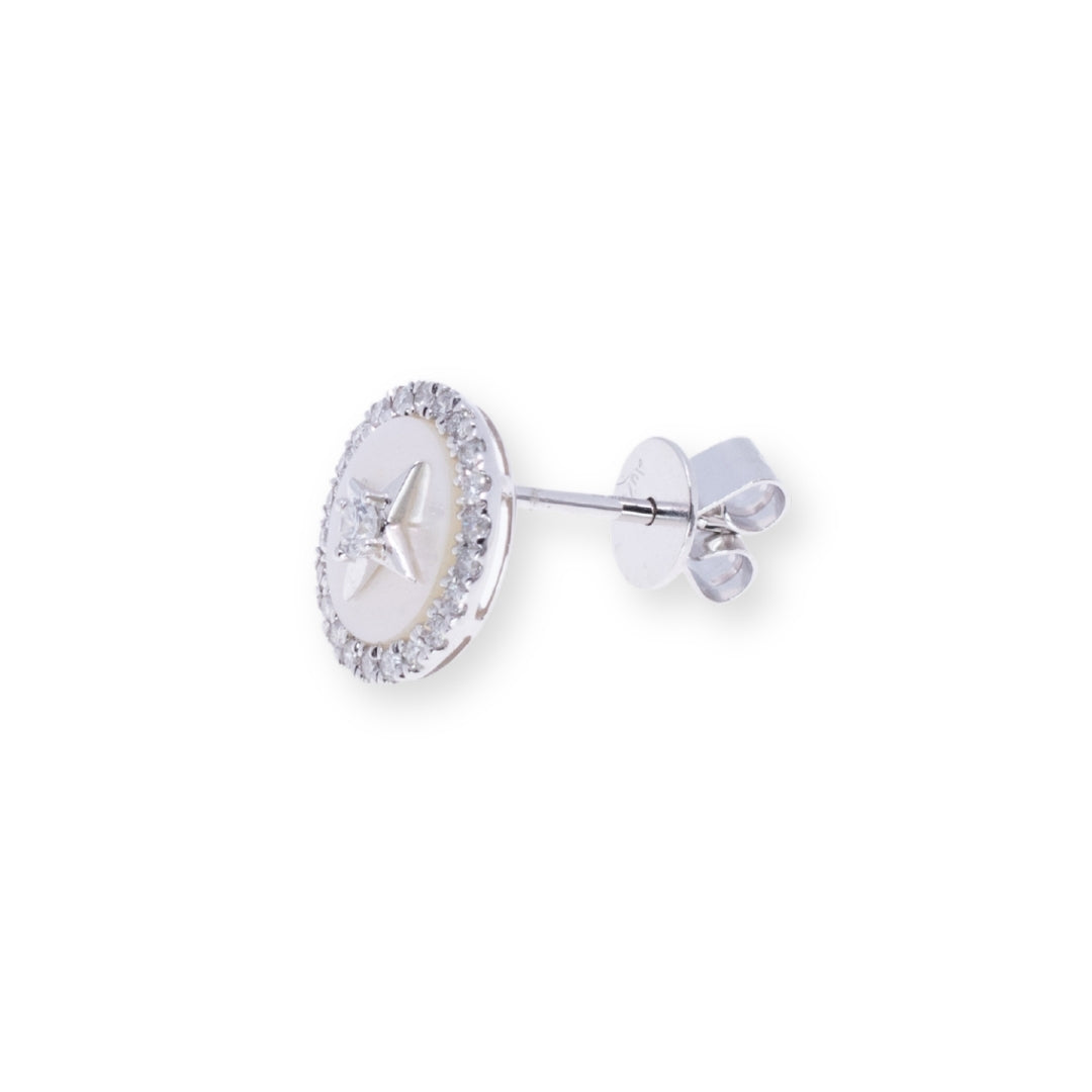 Round Round 1.980ct MOP & 0.30ct Diamond Earrings