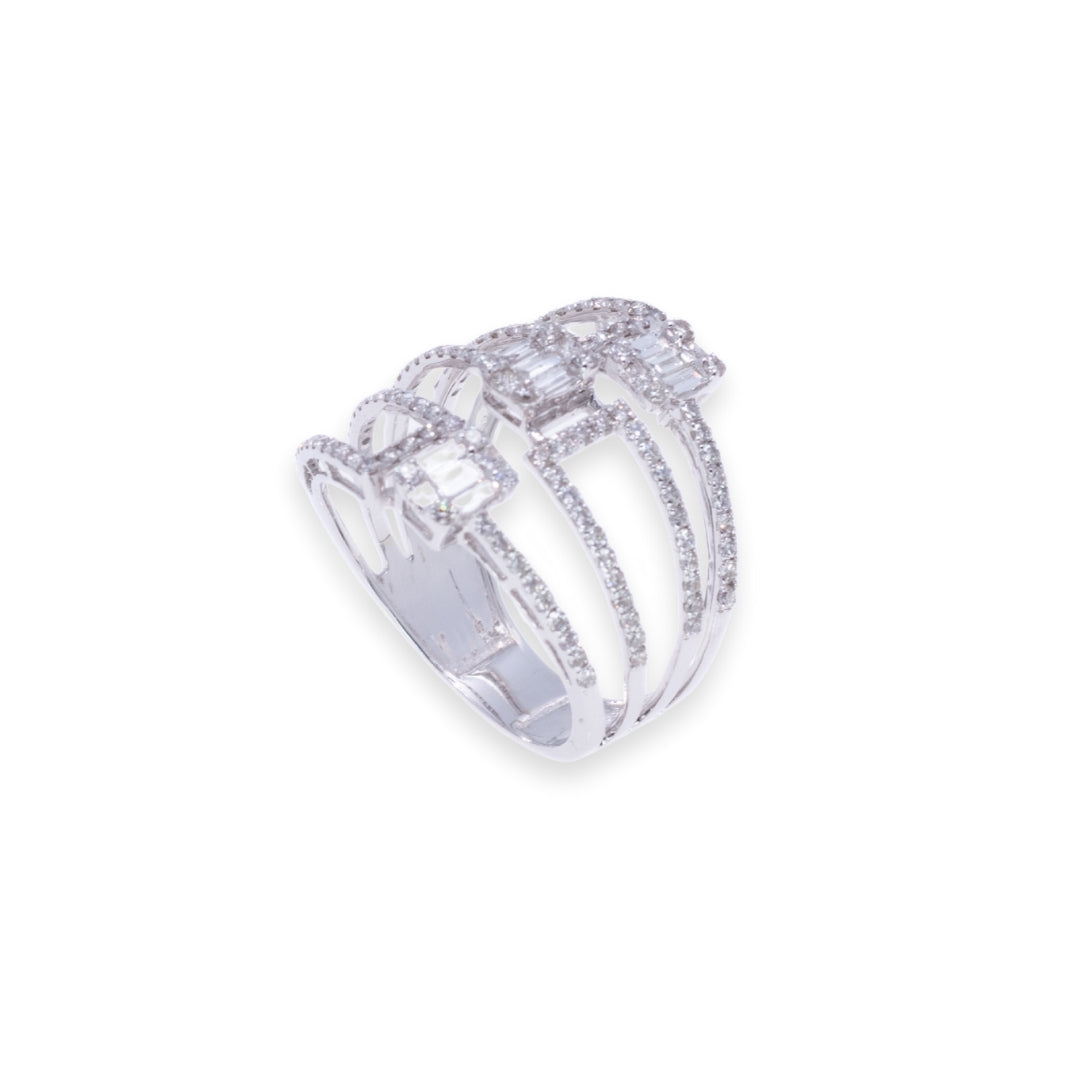 Statement Round & Baguette 1.11ct Diamond Ring