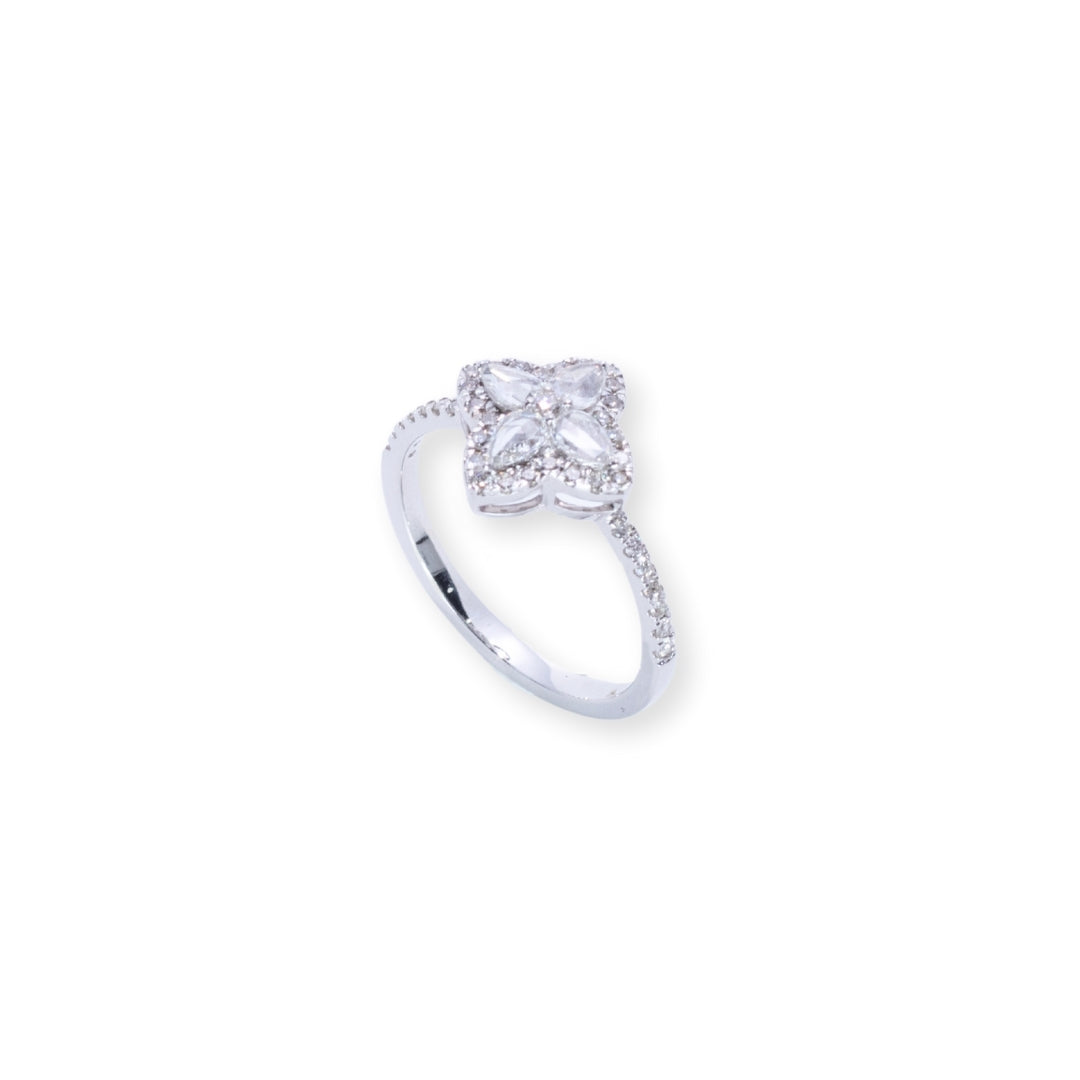 Clover Pear Rose Cut 0.5ct Diamond Ring