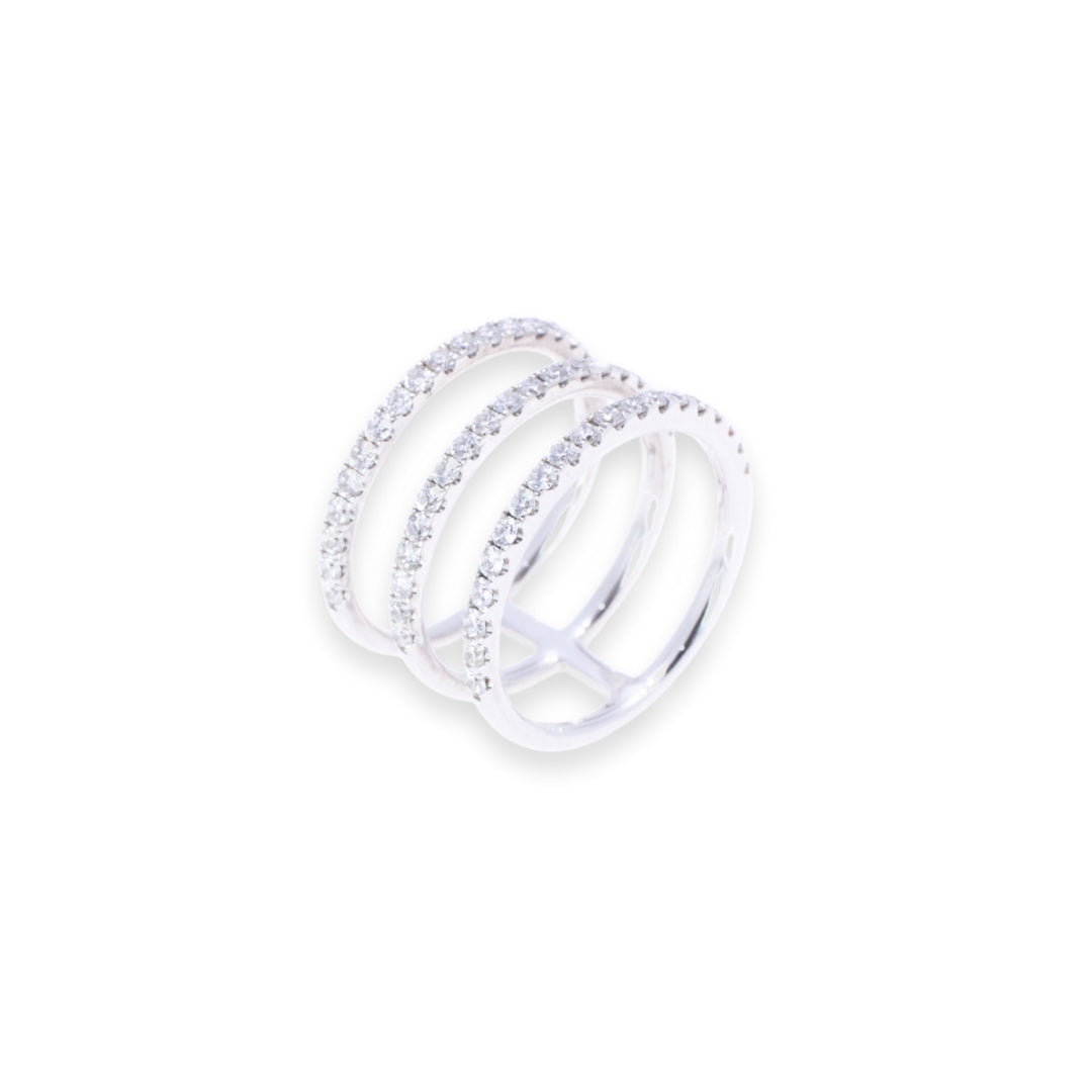 3-Layer Half Eternity Power Round 0.94ct Diamond Ring