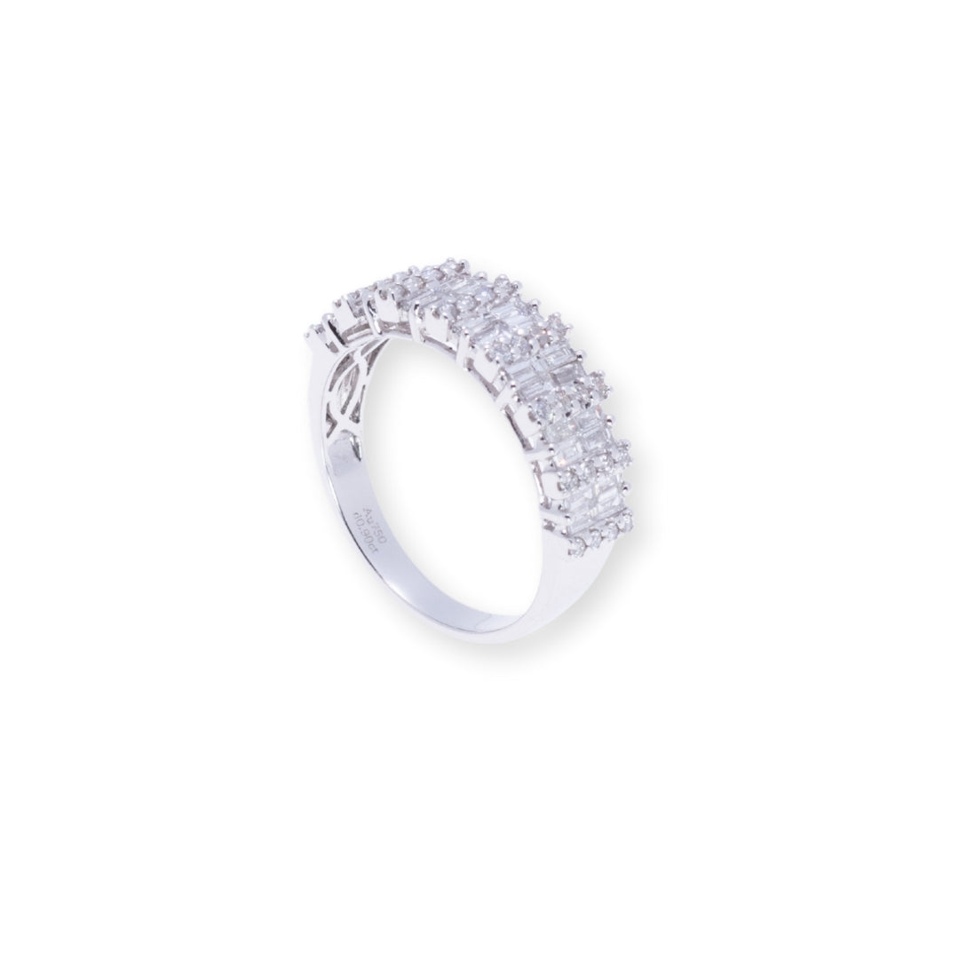 Half Eternity Round & Baguette 0.9ct Diamond Ring