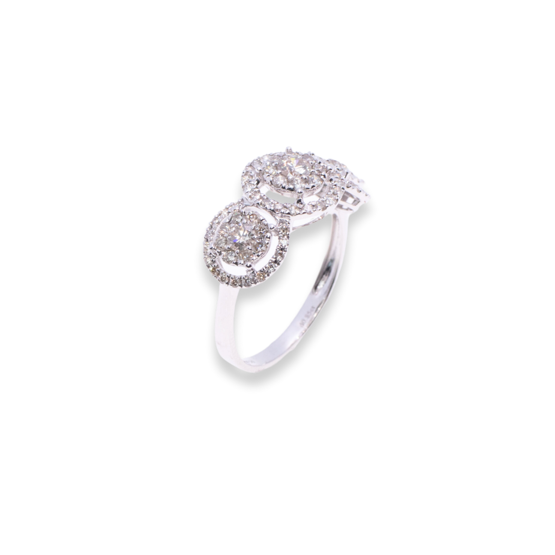 Trilogy Round Halo Round 0.85ct Diamond Ring