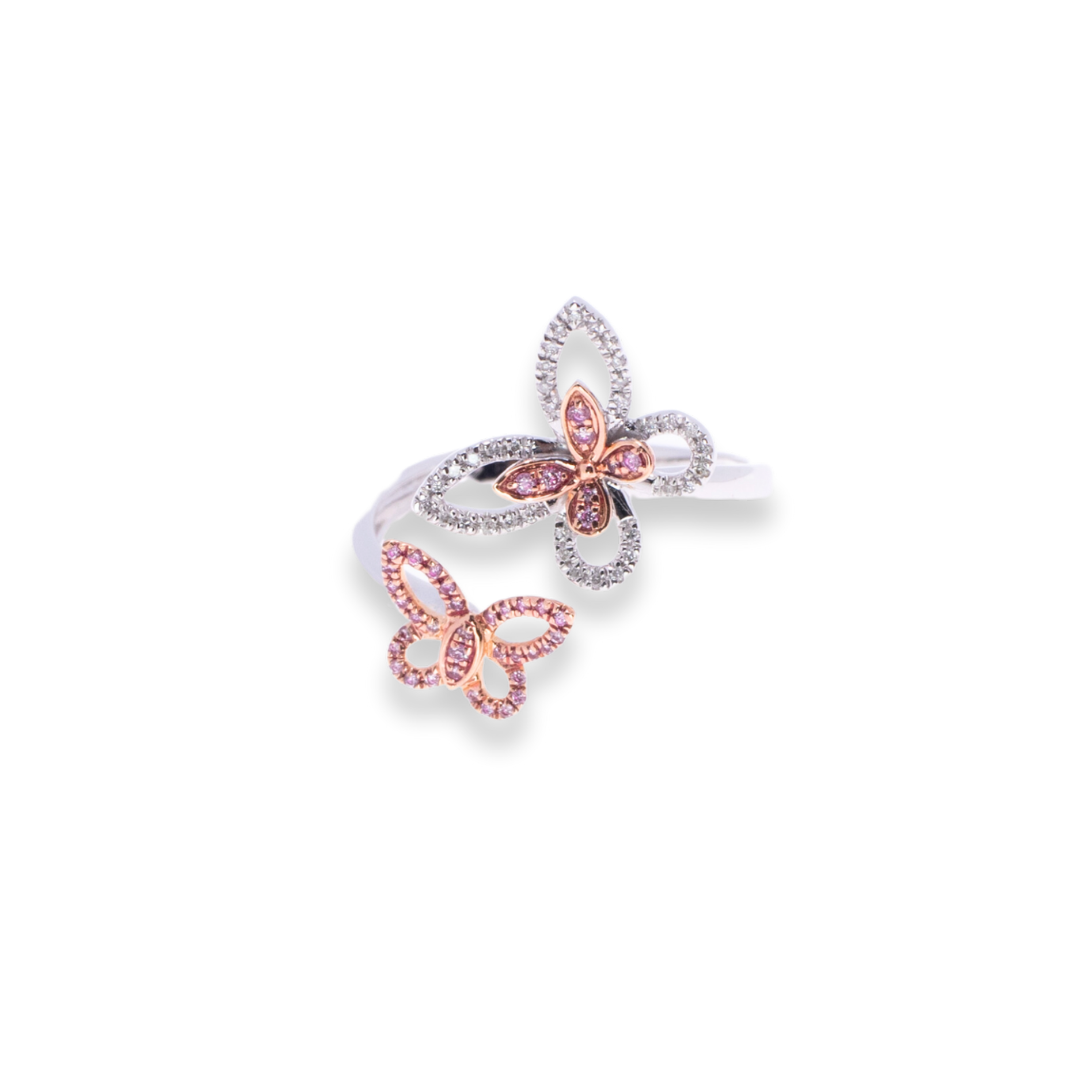 Round 0.18ct Pink Diamond & Diamond Ring