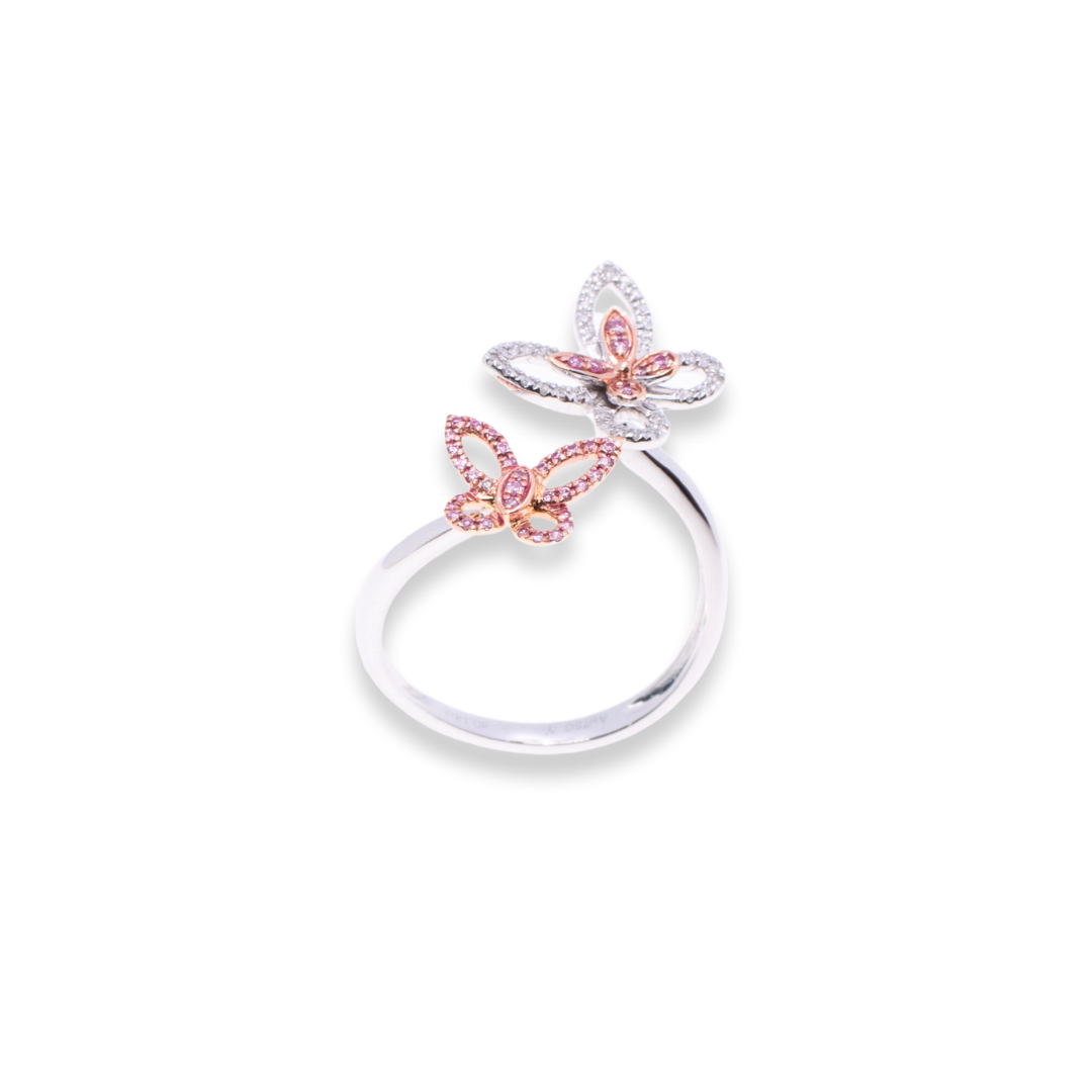 Round 0.18ct Pink Diamond & Diamond Ring