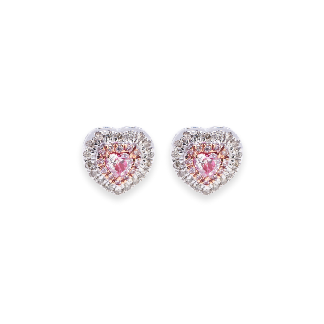 Heart Stud 0.26ct Pink Diamond & 0.24ct Diamond Earrings