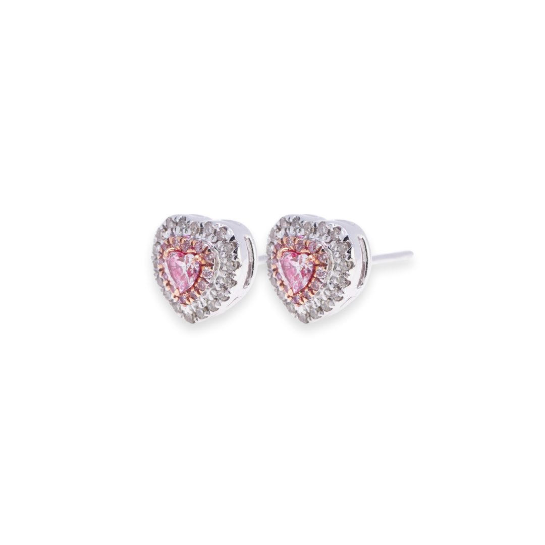 Heart Stud 0.26ct Pink Diamond & 0.24ct Diamond Earrings