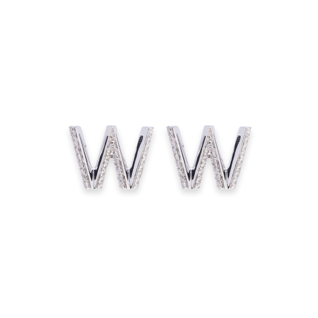 Letter W Stud 0.12ct Diamond Earrings