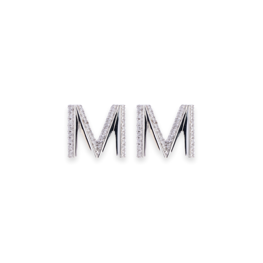 Letter M Stud 0.12ct Diamond Earrings