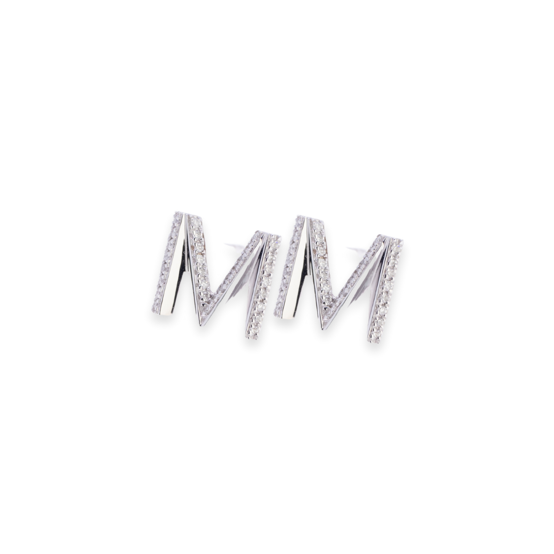 Letter M Stud 0.12ct Diamond Earrings