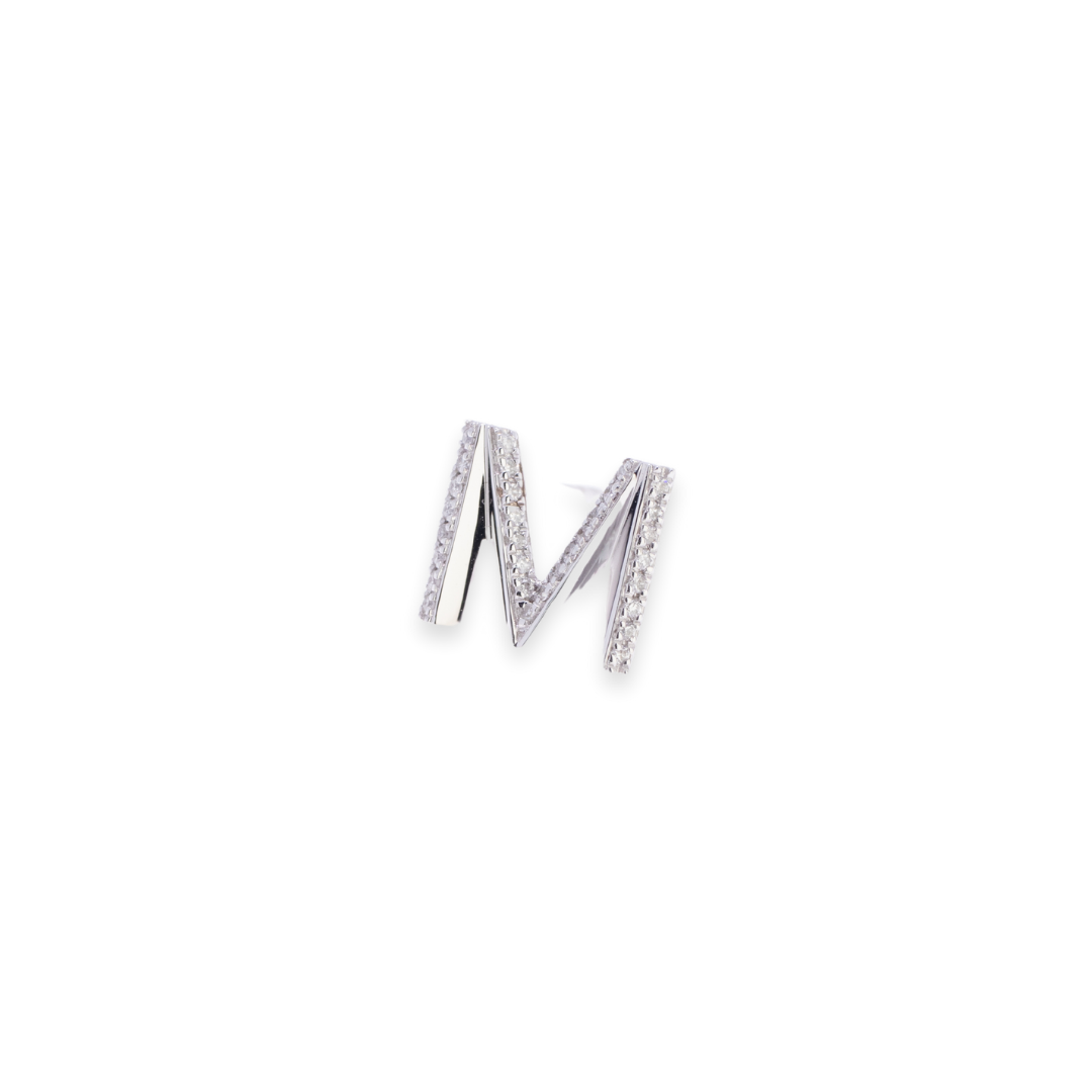 Letter M Stud 0.12ct Diamond Earrings