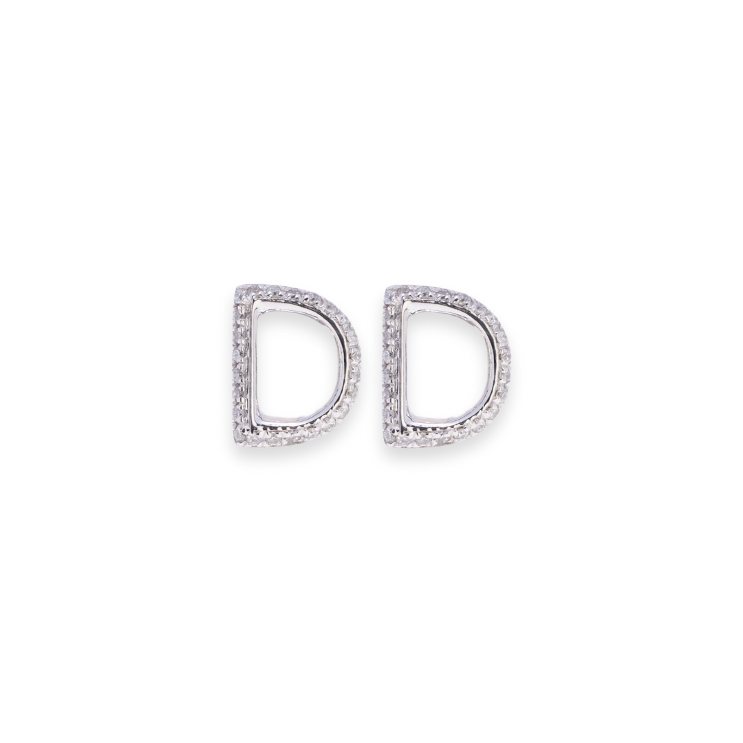 Letter D Stud 0.1ct Diamond Earrings