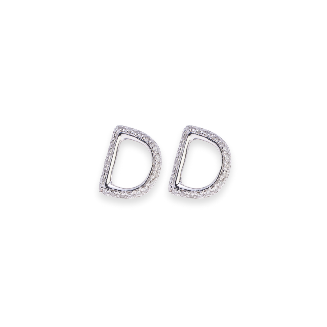 Letter D Stud 0.1ct Diamond Earrings