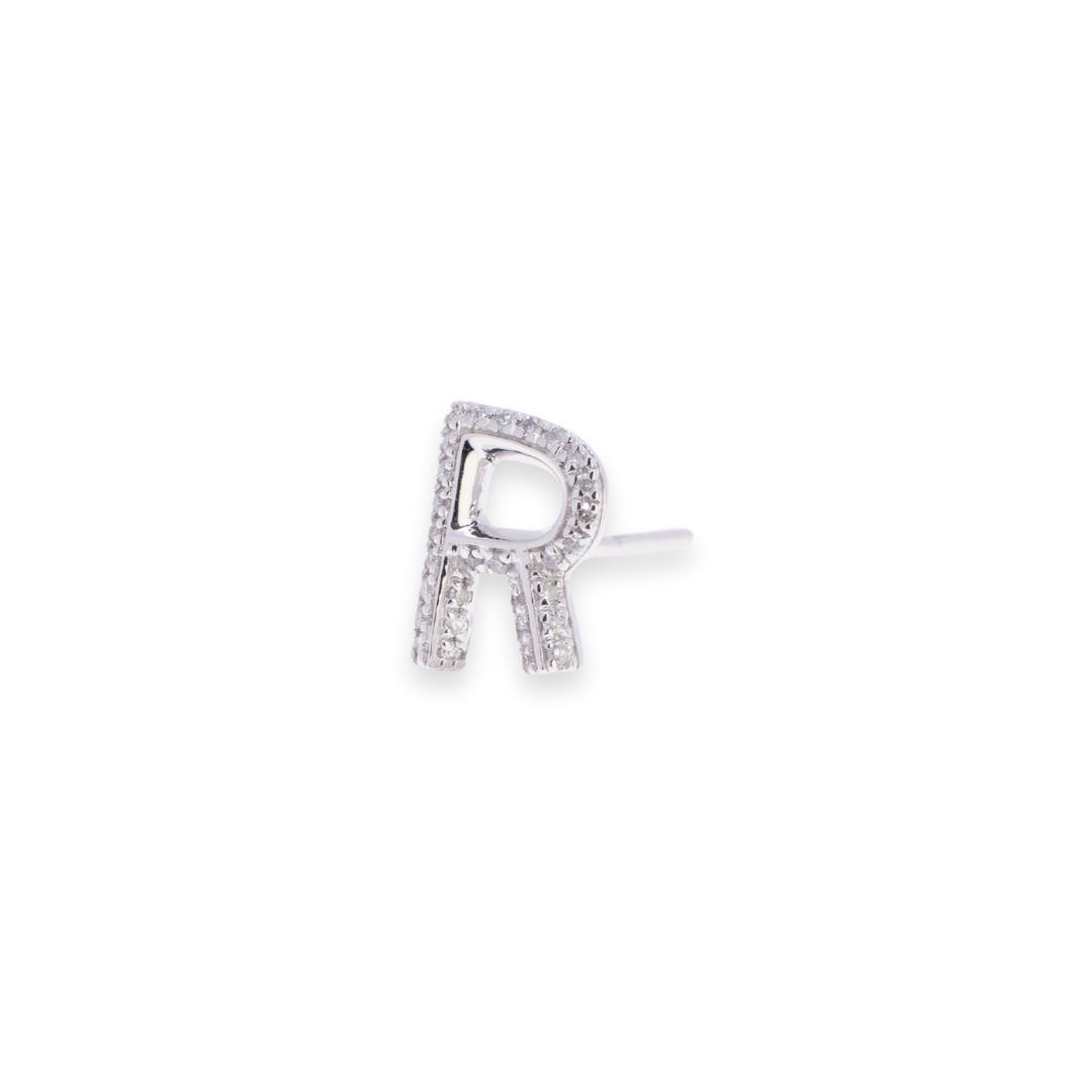 Letter R Stud 0.12ct Diamond Earrings