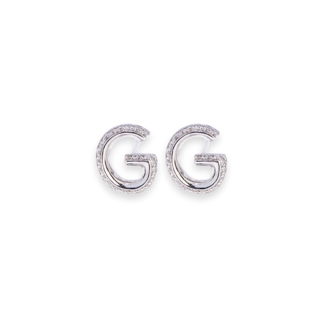 Letter G Stud 0.1ct Diamond Earrings