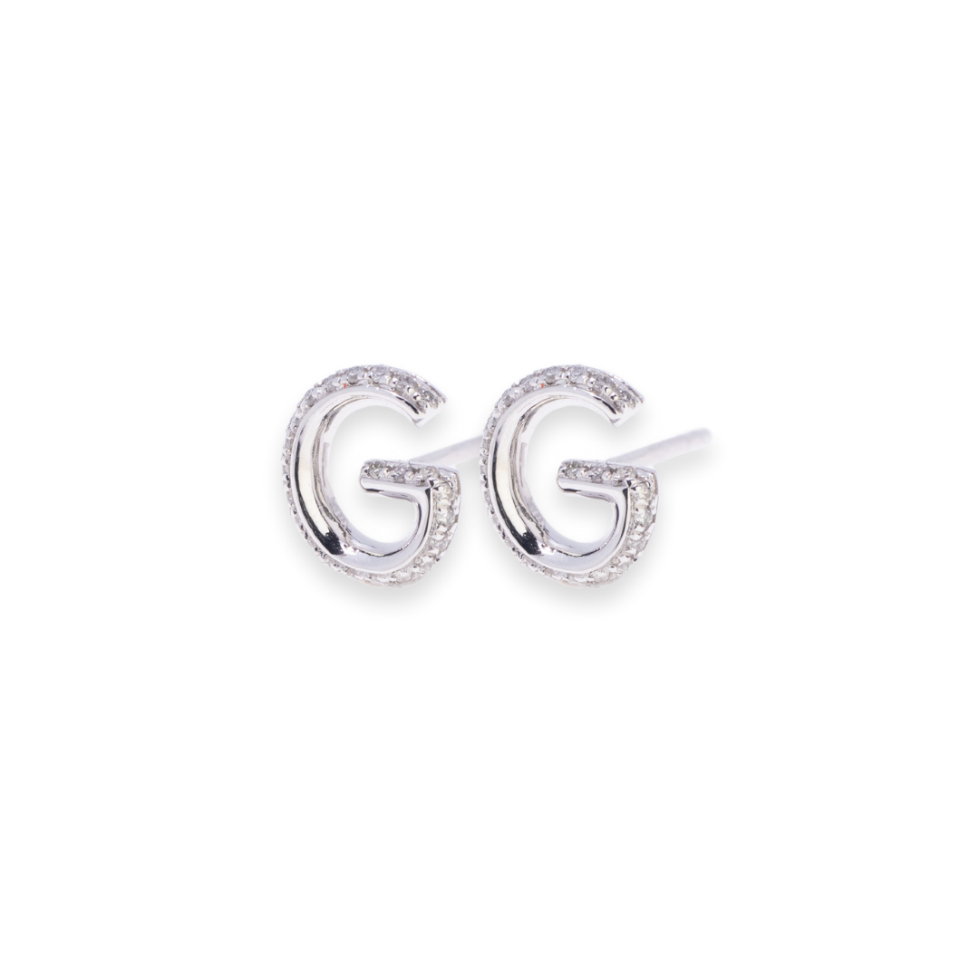 Letter G Stud 0.1ct Diamond Earrings