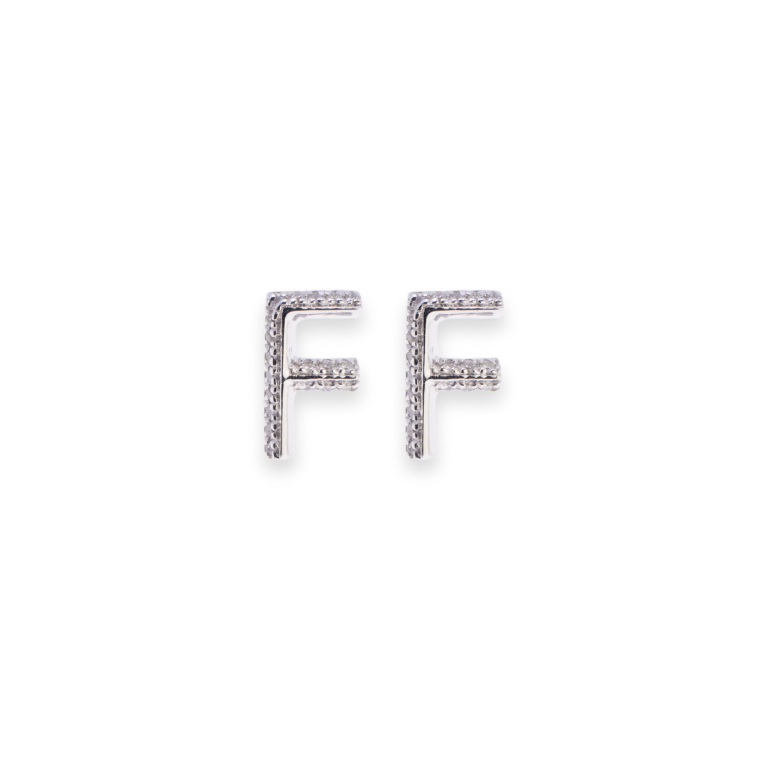 Letter F Stud 0.06ct Diamond Earrings