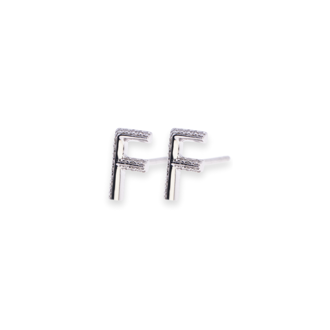 Letter F Stud 0.06ct Diamond Earrings