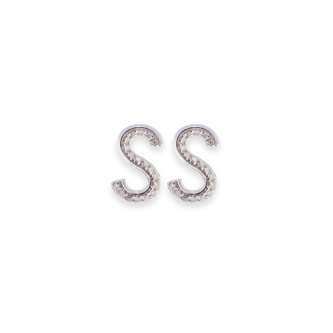 Letter S Stud 0.08ct Diamond Earrings