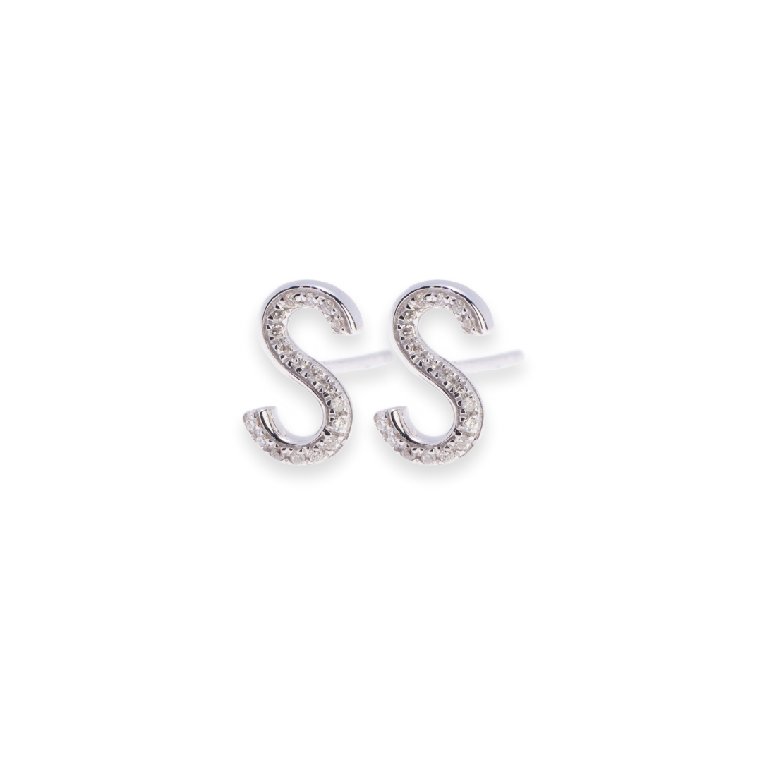 Letter S Stud 0.08ct Diamond Earrings