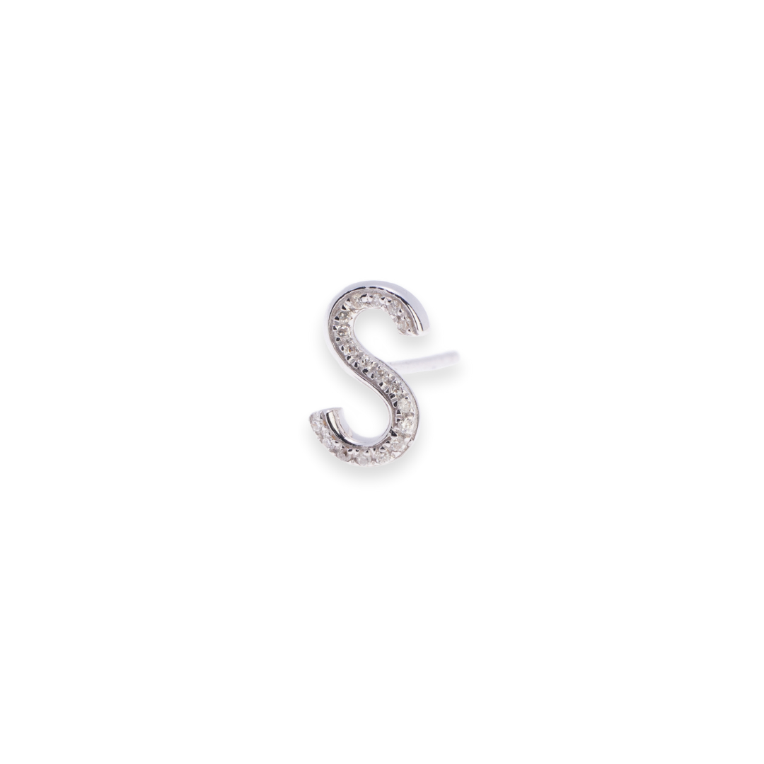 Letter S Stud 0.08ct Diamond Earrings