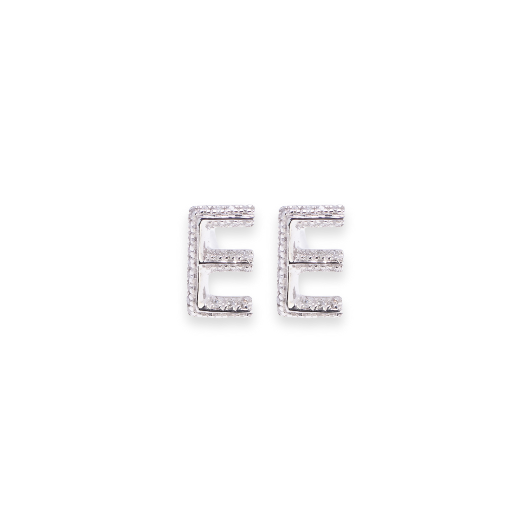 Letter E Stud 0.1ct Diamond Earrings