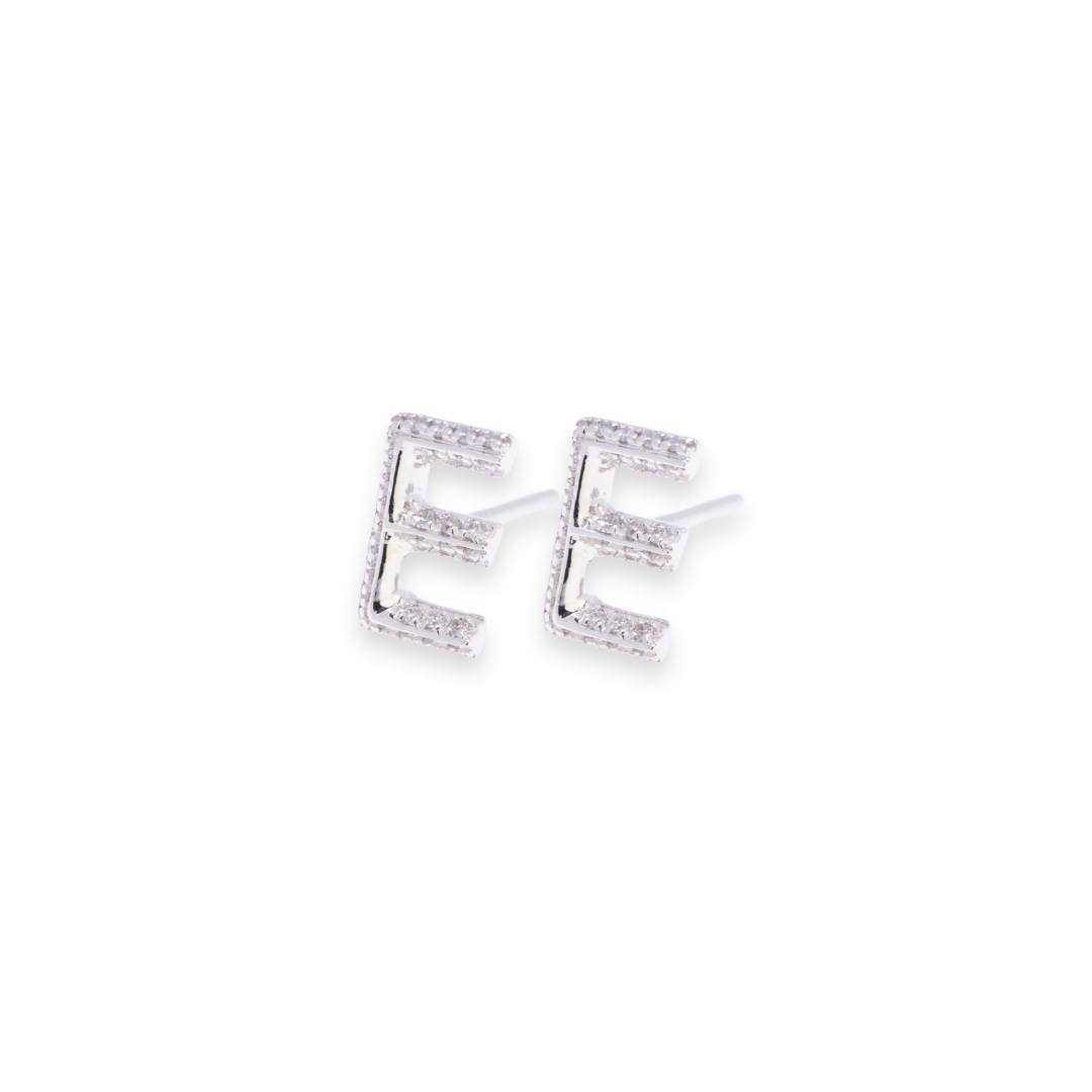 Letter E Stud 0.1ct Diamond Earrings